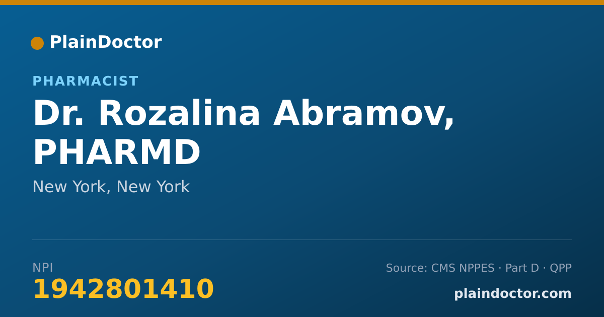 Shareable card for Rozalina Abramov, PHARMD - Pharmacist, New York, NY