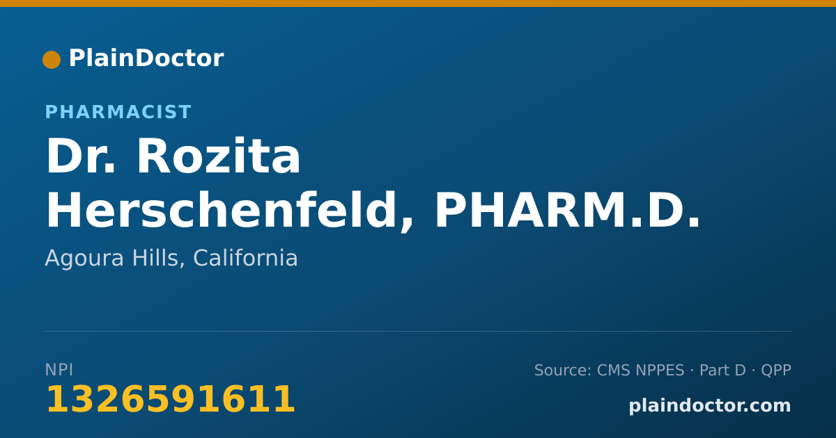 Shareable card for Rozita Herschenfeld, PHARM.D. - Pharmacist, Agoura Hills, CA