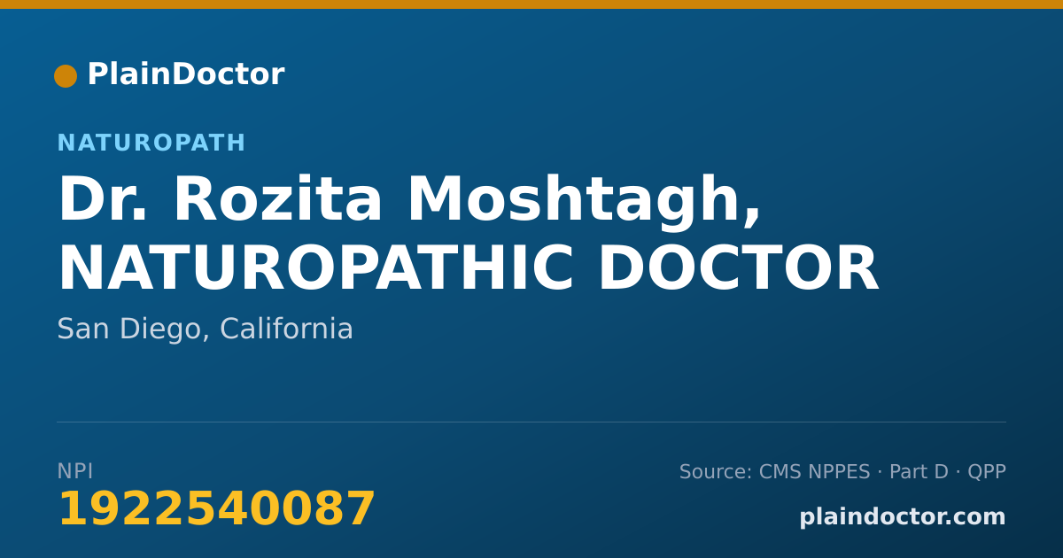 Shareable card for Rozita Moshtagh, NATUROPATHIC DOCTOR - Naturopath, San Diego, CA