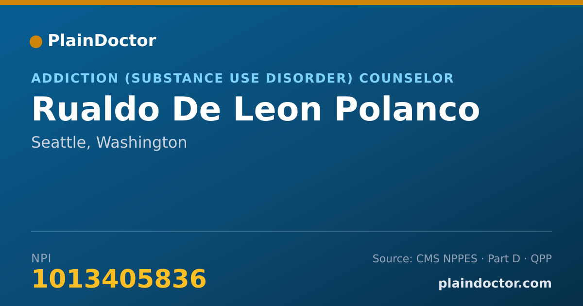 Shareable card for Rualdo De Leon Polanco - Addiction (Substance Use Disorder) Counselor, Seattle, WA