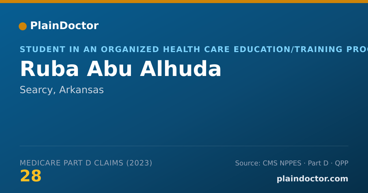 Shareable card for Ruba Abu Alhuda - Student in an Organized Health Care Education/Training Program, Searcy, AR