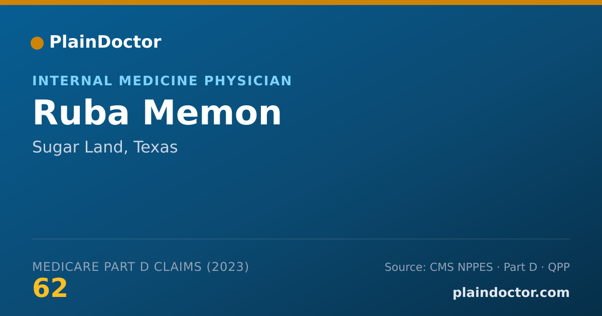 Shareable card for Ruba Memon - Internal Medicine Physician, Sugar Land, TX