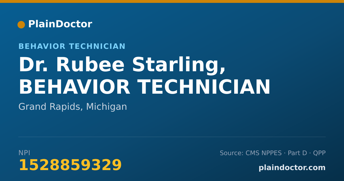 Shareable card for Rubee Starling, BEHAVIOR TECHNICIAN - Behavior Technician, Grand Rapids, MI