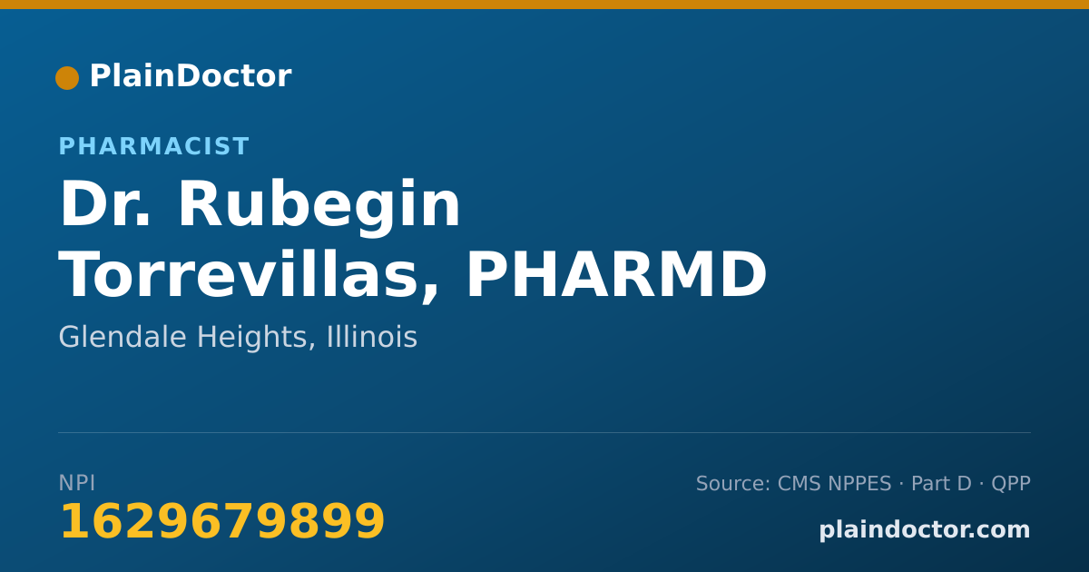 Shareable card for Rubegin Torrevillas, PHARMD - Pharmacist, Glendale Heights, IL