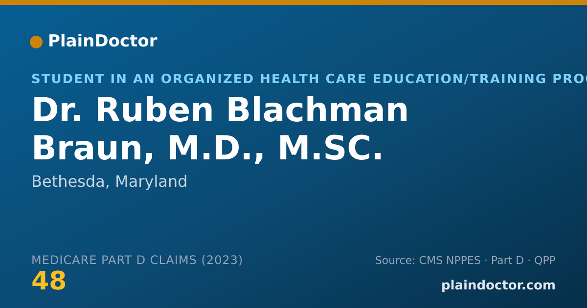 Shareable card for Ruben Blachman Braun, M.D., M.SC. - Student in an Organized Health Care Education/Training Program, Bethesda, MD
