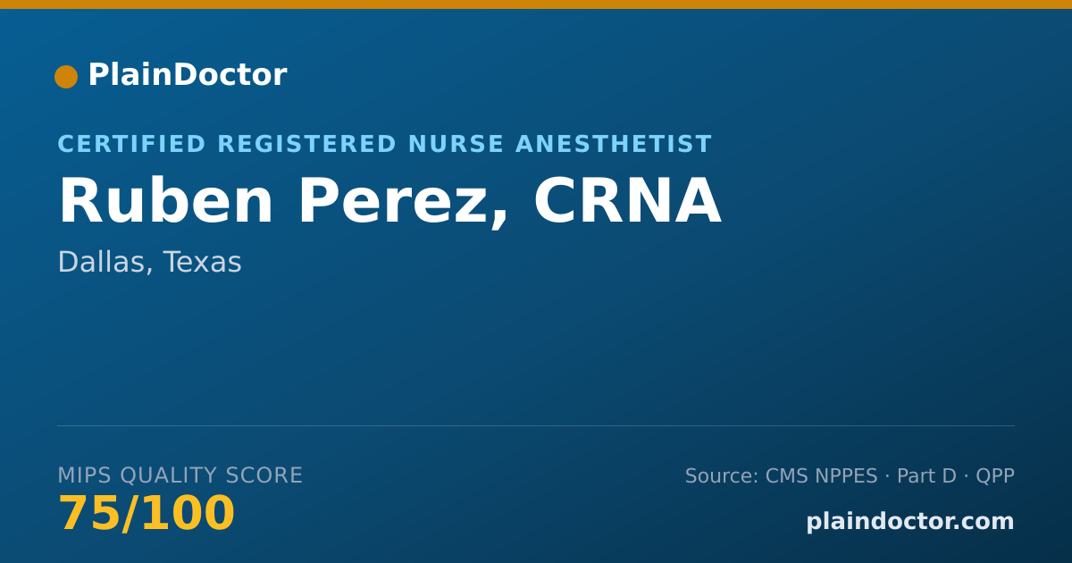 Shareable card for Ruben Perez, CRNA - Certified Registered Nurse Anesthetist, Dallas, TX