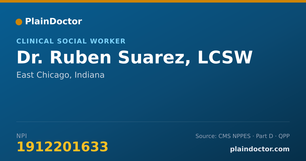Shareable card for Ruben Suarez, LCSW - Clinical Social Worker, East Chicago, IN