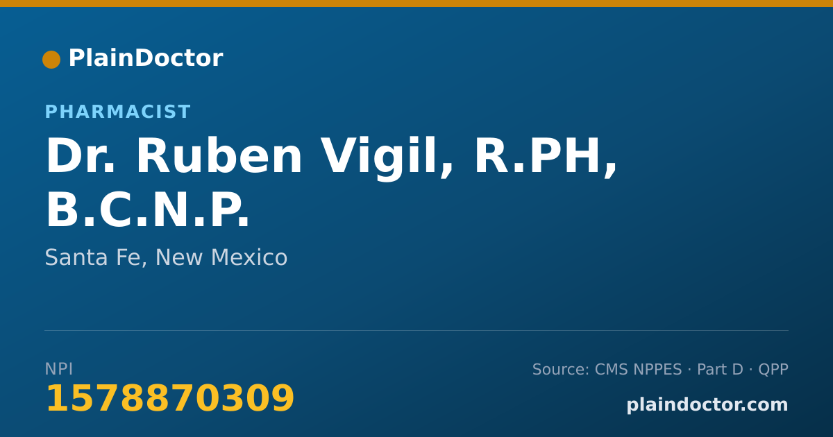 Shareable card for Ruben Vigil, R.PH, B.C.N.P. - Pharmacist, Santa Fe, NM