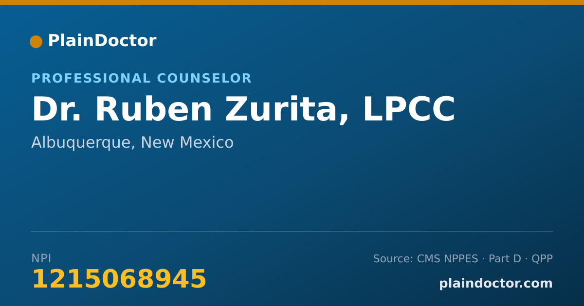 Shareable card for Ruben Zurita, LPCC - Professional Counselor, Albuquerque, NM