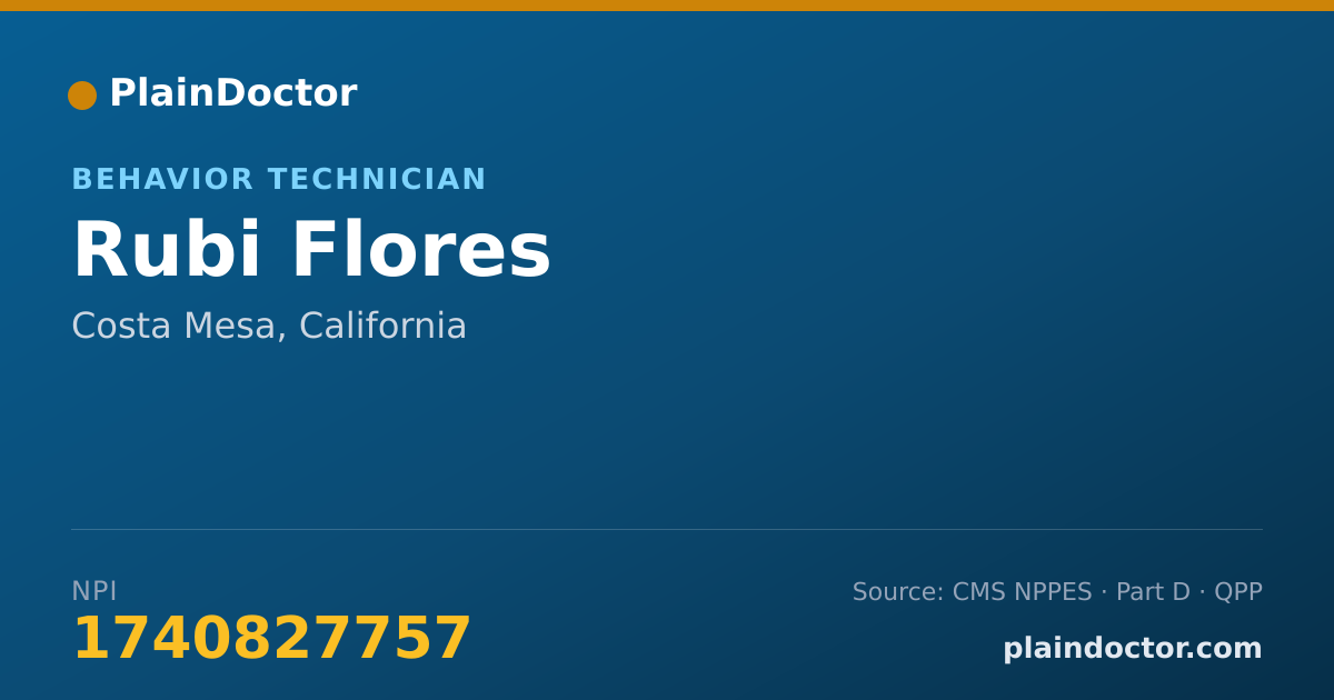 Shareable card for Rubi Flores - Behavior Technician, Costa Mesa, CA