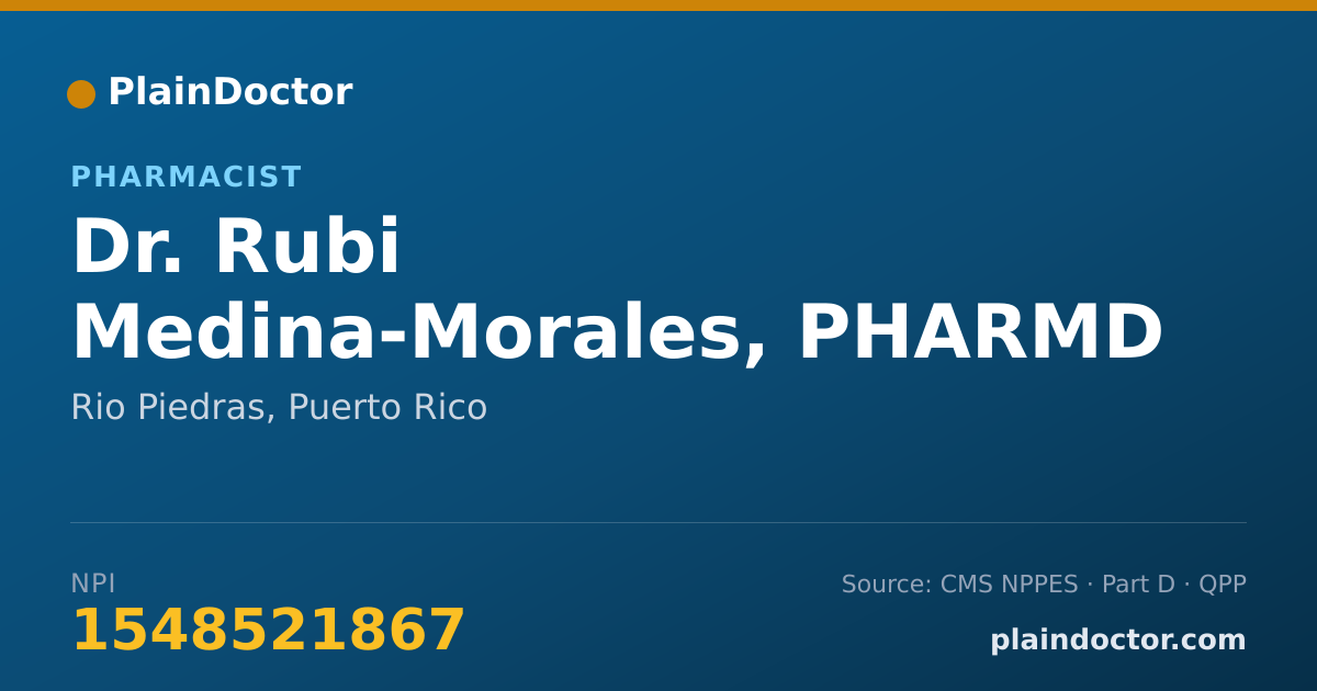 Shareable card for Rubi Medina-Morales, PHARMD - Pharmacist, Rio Piedras, PR