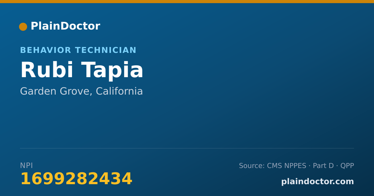 Shareable card for Rubi Tapia - Behavior Technician, Garden Grove, CA