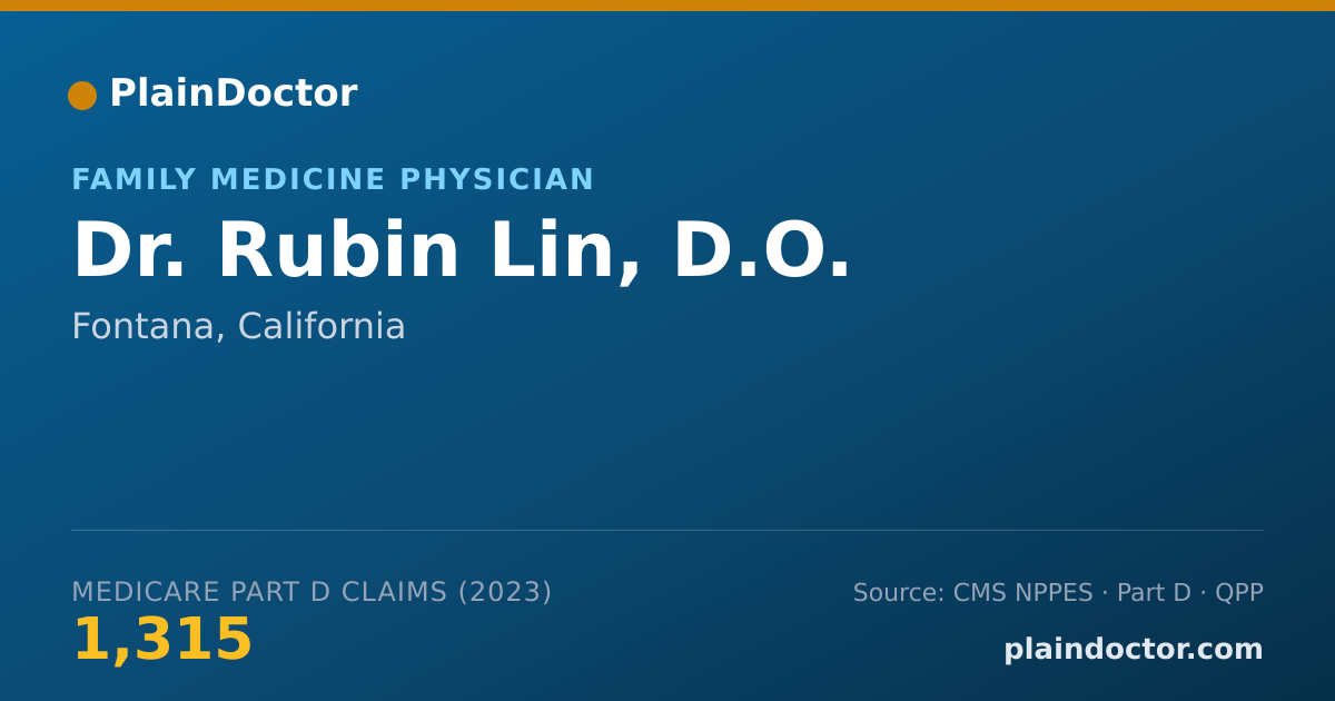 Shareable card for Rubin Lin, D.O. - Family Medicine Physician, Fontana, CA