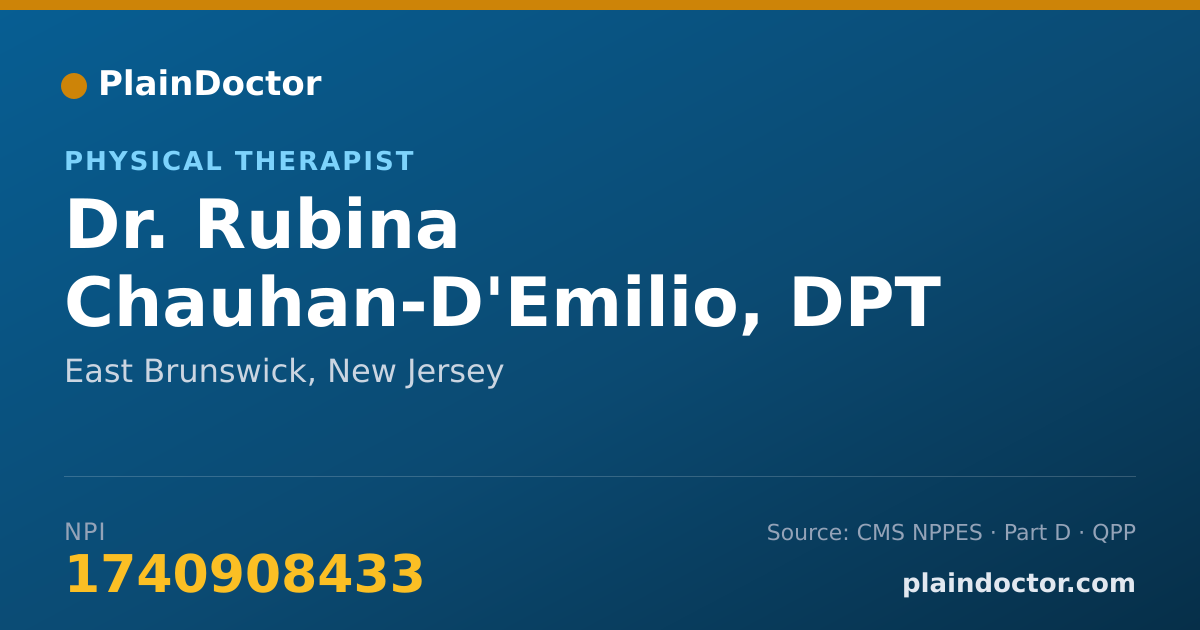 Shareable card for Rubina Chauhan-D'Emilio, DPT - Physical Therapist, East Brunswick, NJ