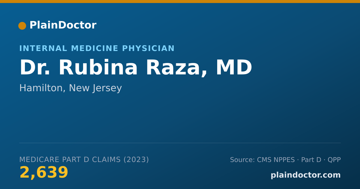 Shareable card for Rubina Raza, MD - Internal Medicine Physician, Hamilton, NJ