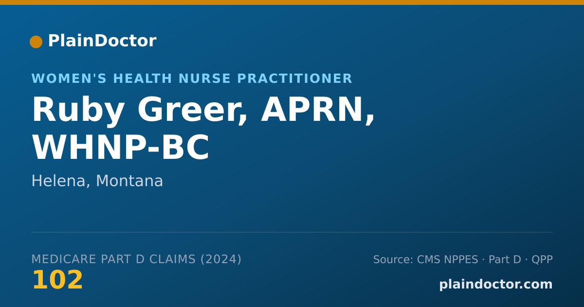 Shareable card for Ruby Greer, APRN, WHNP-BC - Women's Health Nurse Practitioner, Helena, MT