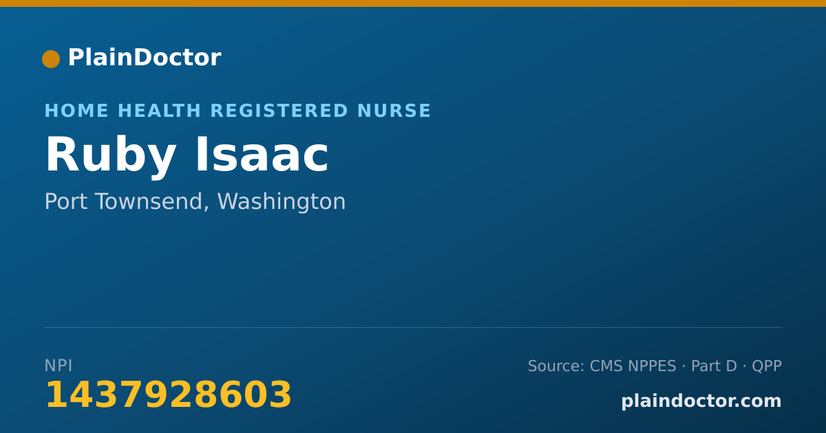 Shareable card for Ruby Isaac - Home Health Registered Nurse, Port Townsend, WA