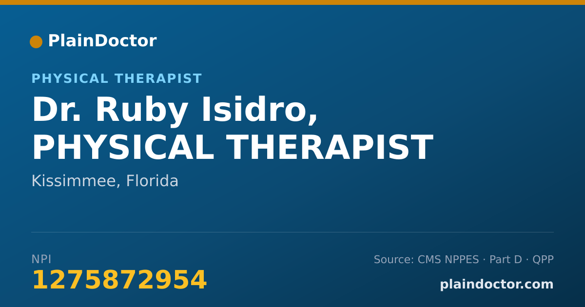 Shareable card for Ruby Isidro, PHYSICAL THERAPIST - Physical Therapist, Kissimmee, FL