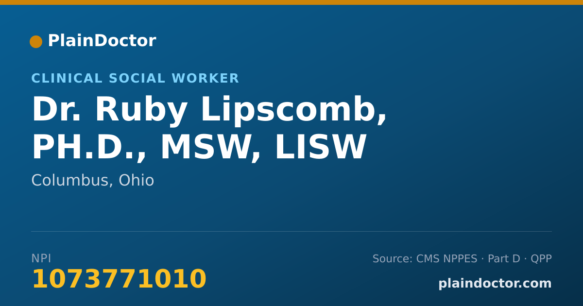 Shareable card for Ruby Lipscomb, PH.D.,  MSW, LISW - Clinical Social Worker, Columbus, OH
