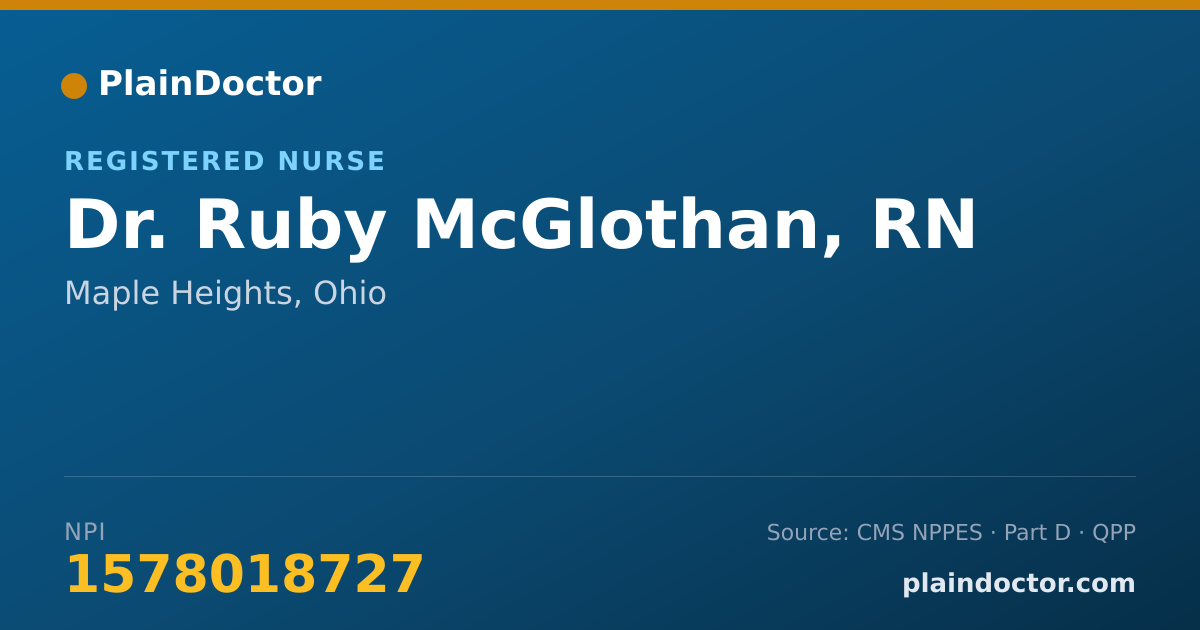 Shareable card for Ruby McGlothan, RN - Registered Nurse, Maple Heights, OH