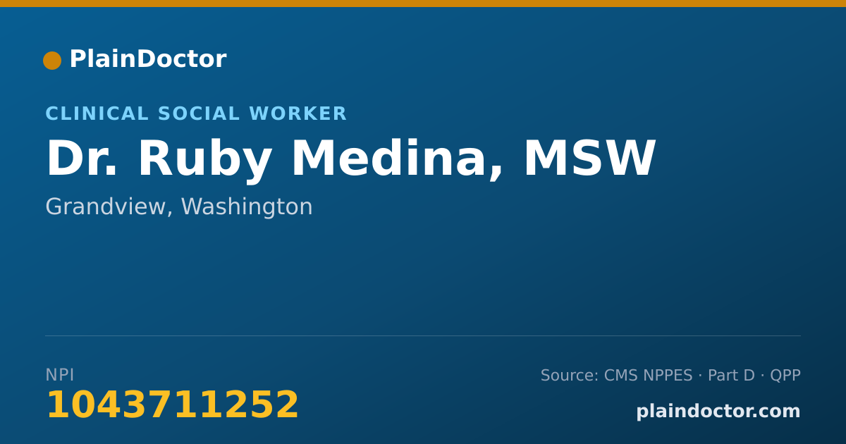 Shareable card for Ruby Medina, MSW - Clinical Social Worker, Grandview, WA