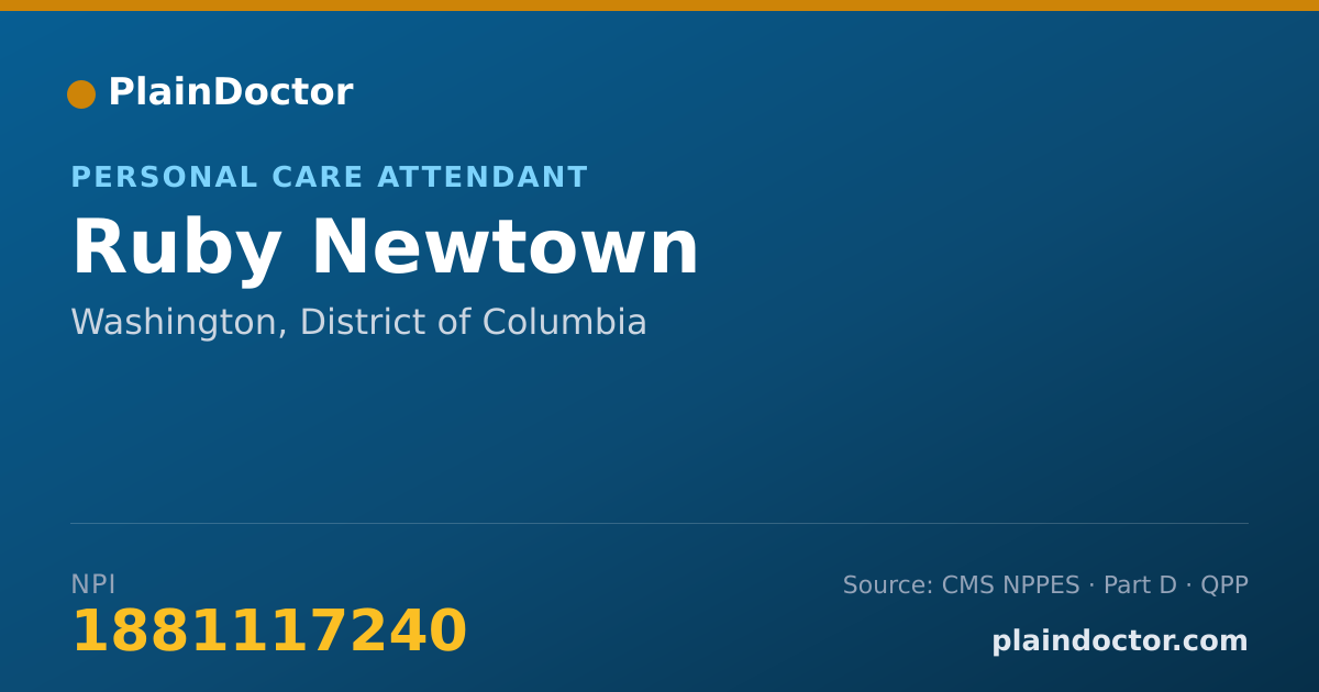 Shareable card for Ruby Newtown - Personal Care Attendant, Washington, DC