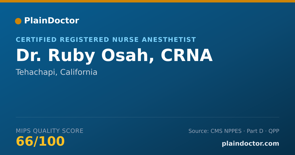 Shareable card for Ruby Osah, CRNA - Certified Registered Nurse Anesthetist, Tehachapi, CA