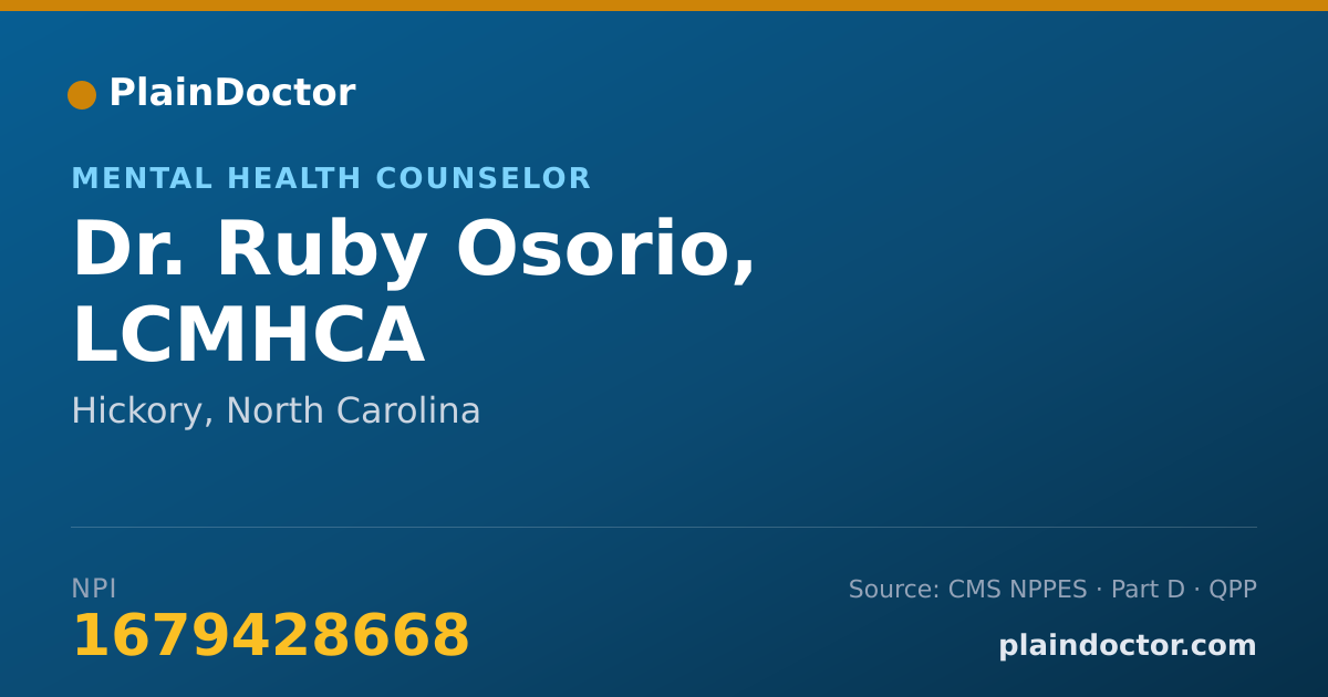 Shareable card for Ruby Osorio, LCMHCA - Mental Health Counselor, Hickory, NC