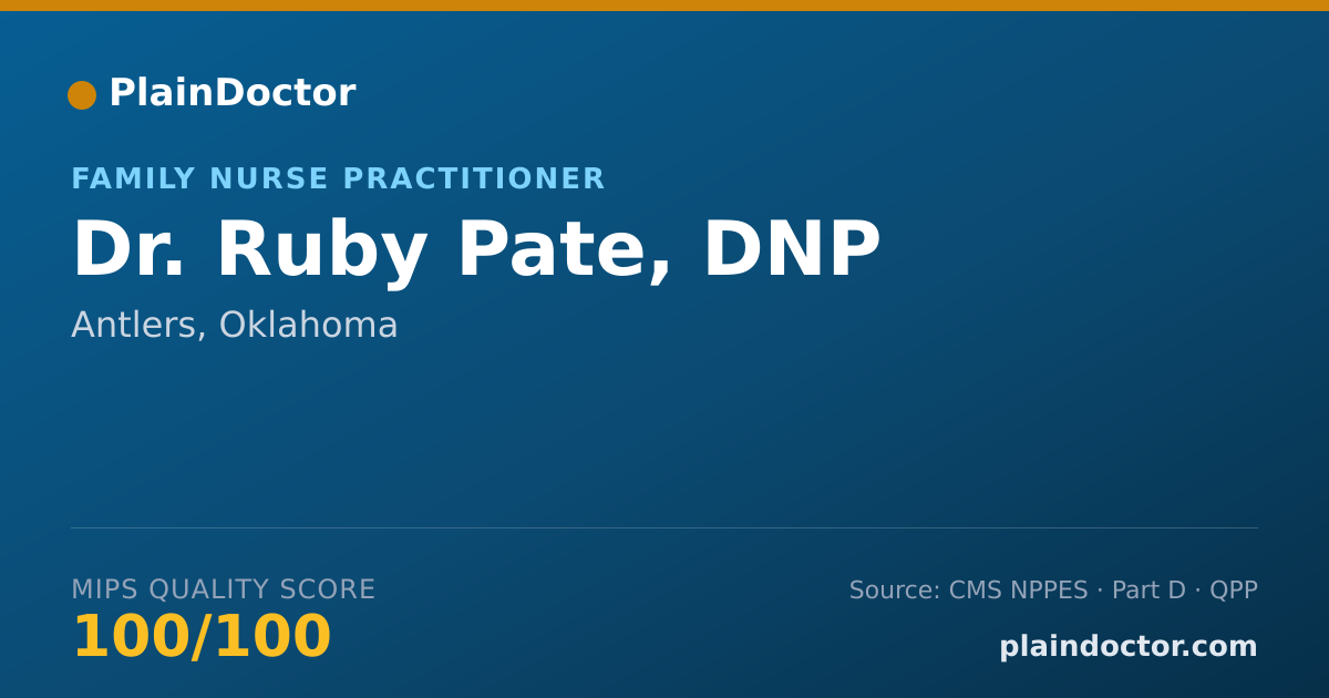 Shareable card for Ruby Pate, DNP - Family Nurse Practitioner, Antlers, OK