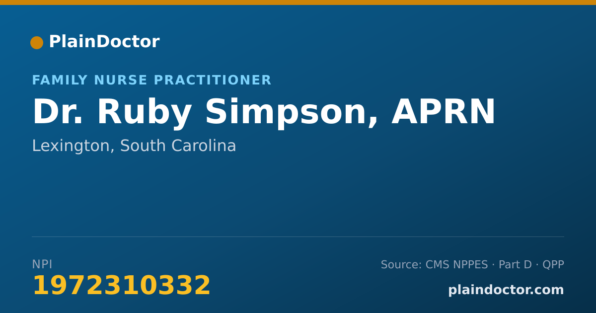 Shareable card for Ruby Simpson, APRN - Family Nurse Practitioner, Lexington, SC