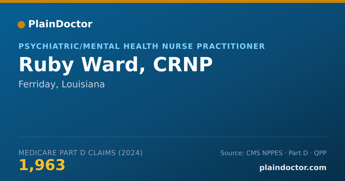 Shareable card for Ruby Ward, CRNP - Psychiatric/Mental Health Nurse Practitioner, Ferriday, LA