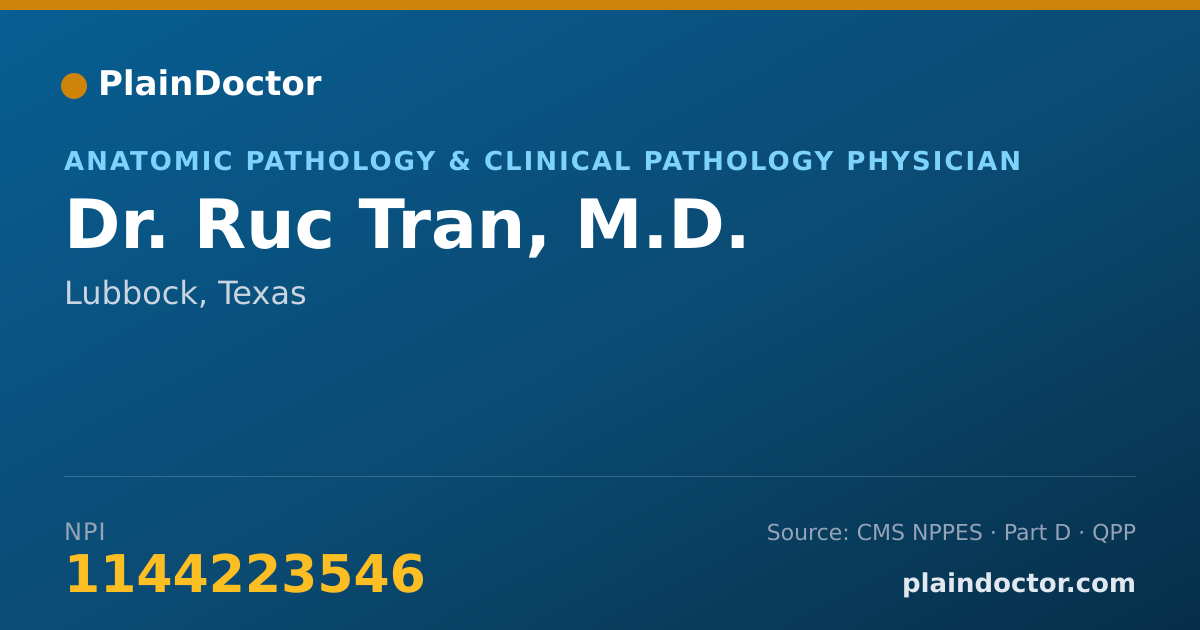 Shareable card for Ruc Tran, M.D. - Anatomic Pathology & Clinical Pathology Physician, Lubbock, TX