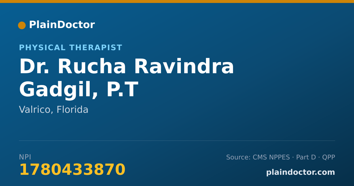 Shareable card for Rucha Ravindra Gadgil, P.T - Physical Therapist, Valrico, FL