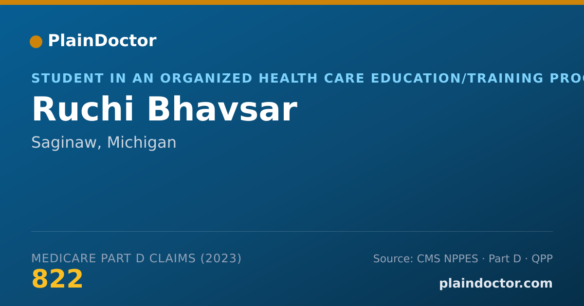 Shareable card for Ruchi Bhavsar - Student in an Organized Health Care Education/Training Program, Saginaw, MI