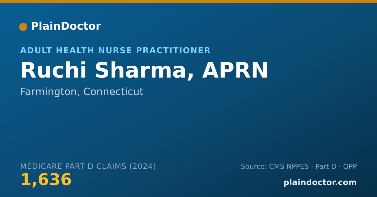 Shareable card for Ruchi Sharma, APRN - Adult Health Nurse Practitioner, Farmington, CT