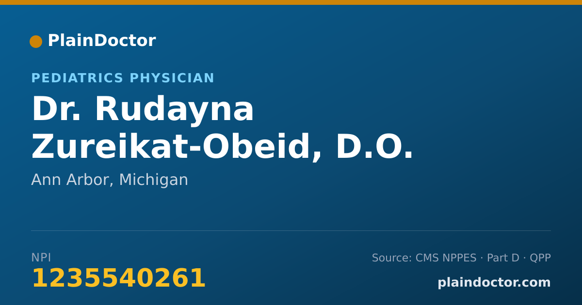 Shareable card for Rudayna Zureikat-Obeid, D.O. - Pediatrics Physician, Ann Arbor, MI