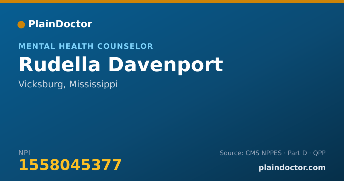 Shareable card for Rudella Davenport - Mental Health Counselor, Vicksburg, MS