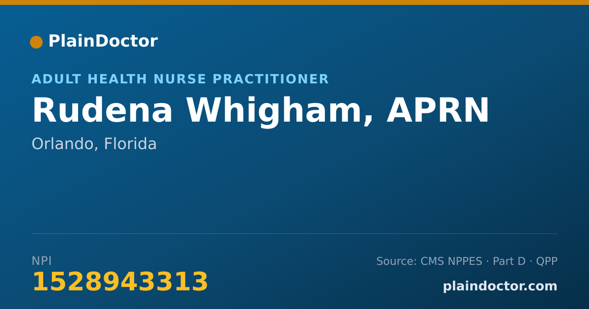 Shareable card for Rudena Whigham, APRN - Women's Health Nurse Practitioner, Orlando, FL