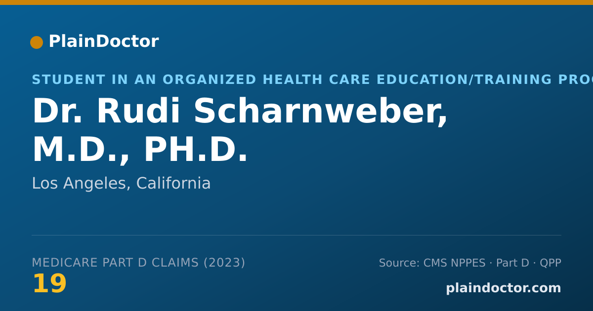 Shareable card for Rudi Scharnweber, M.D., PH.D. - Student in an Organized Health Care Education/Training Program, Los Angeles, CA