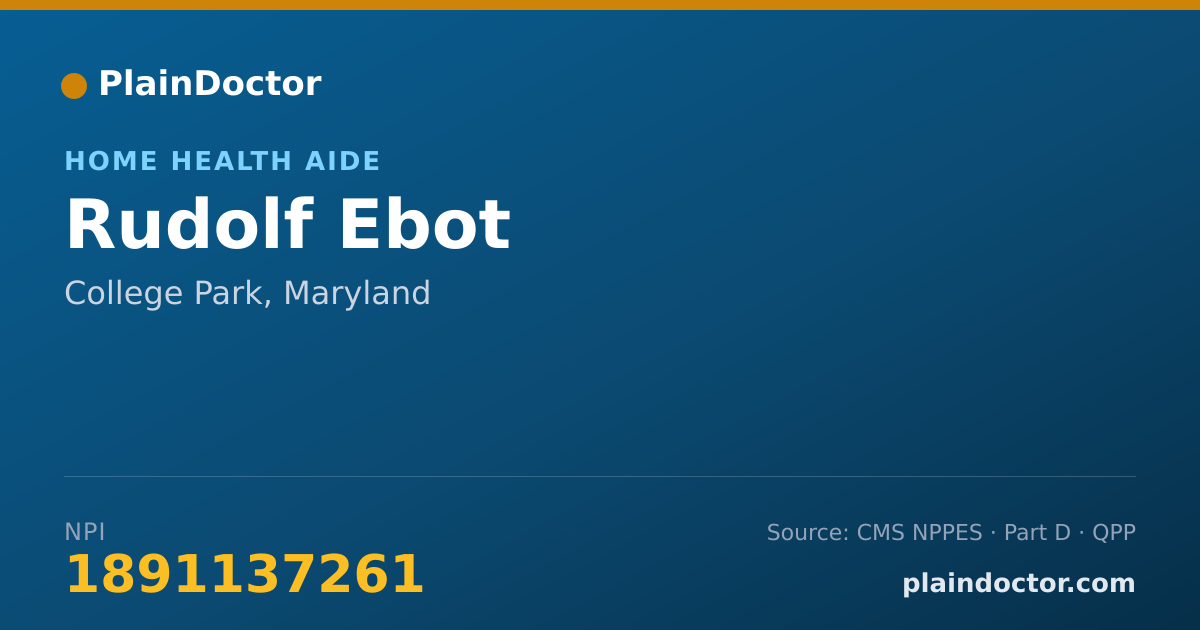 Shareable card for Rudolf Ebot - Home Health Aide, College Park, MD