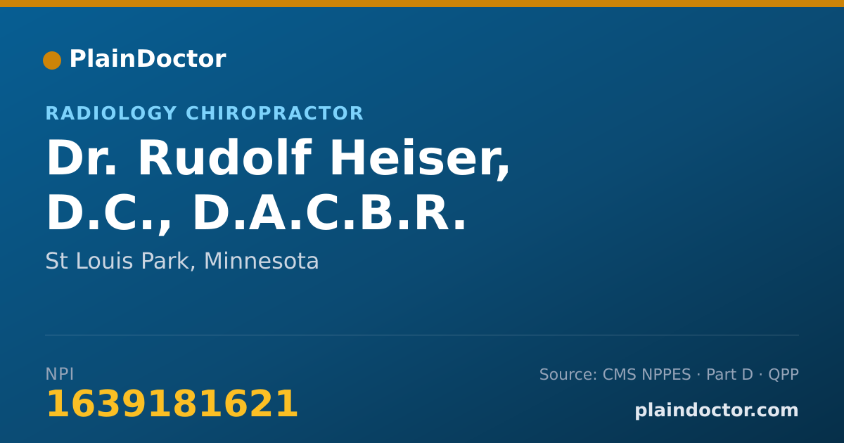 Shareable card for Rudolf Heiser, D.C., D.A.C.B.R. - Radiology Chiropractor, St Louis Park, MN