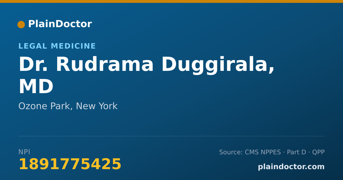 Shareable card for Rudrama Duggirala, MD - Legal Medicine, Ozone Park, NY