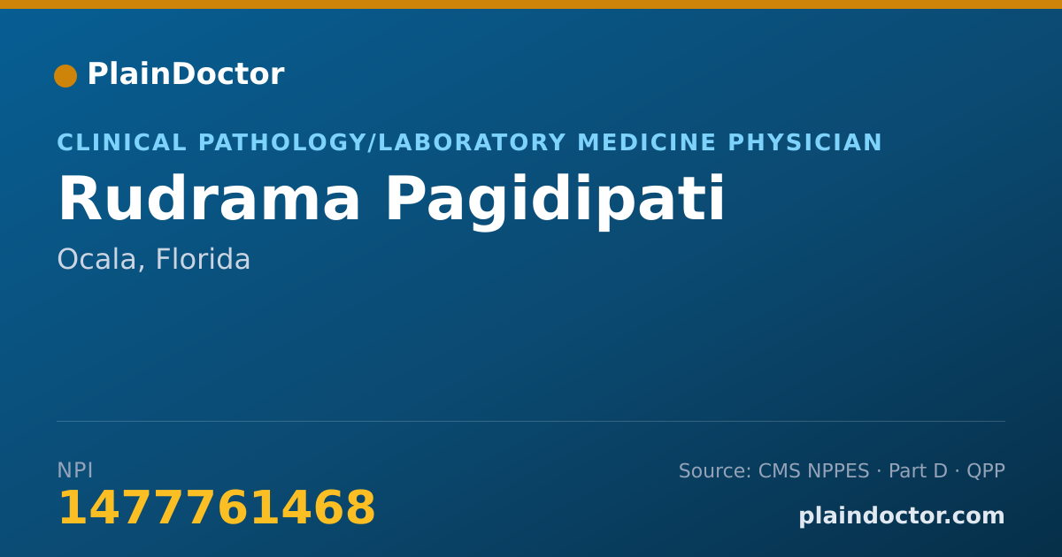 Shareable card for Rudrama Pagidipati - Clinical Pathology/Laboratory Medicine Physician, Ocala, FL