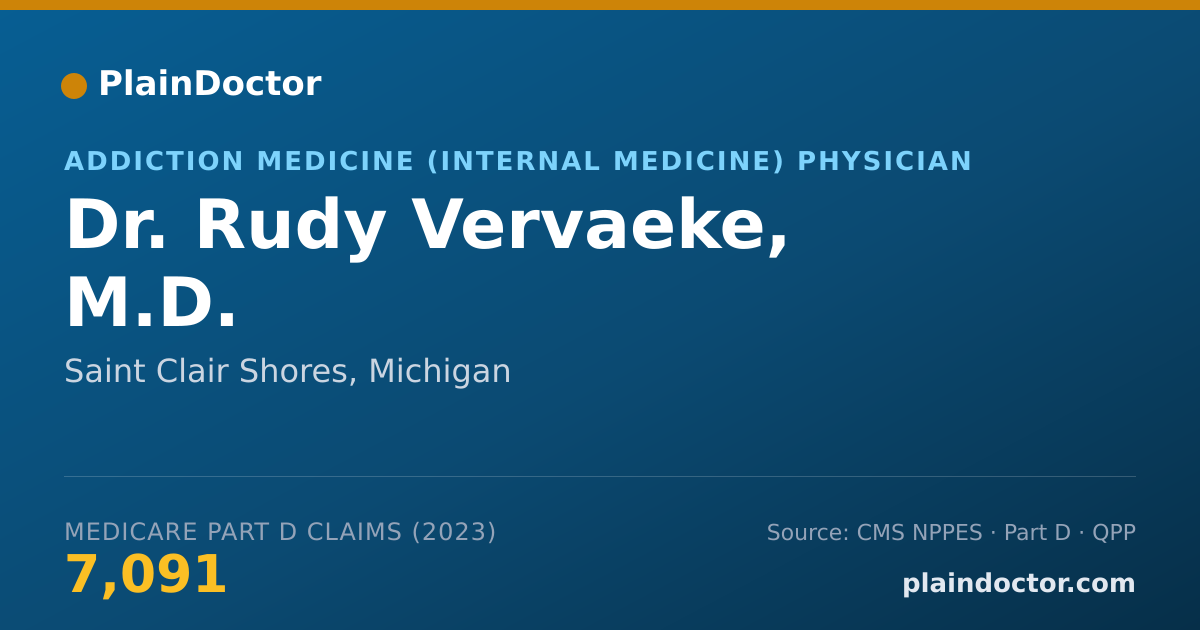 Shareable card for Rudy Vervaeke, M.D. - Addiction Medicine (Internal Medicine) Physician, Saint Clair Shores, MI