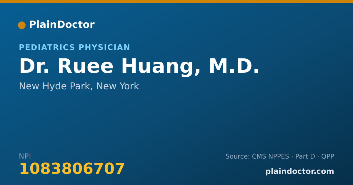 Shareable card for Ruee Huang, M.D. - Pediatrics Physician, New Hyde Park, NY