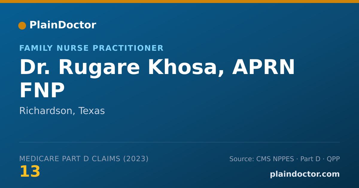 Shareable card for Rugare Khosa, APRN FNP - Family Nurse Practitioner, Richardson, TX