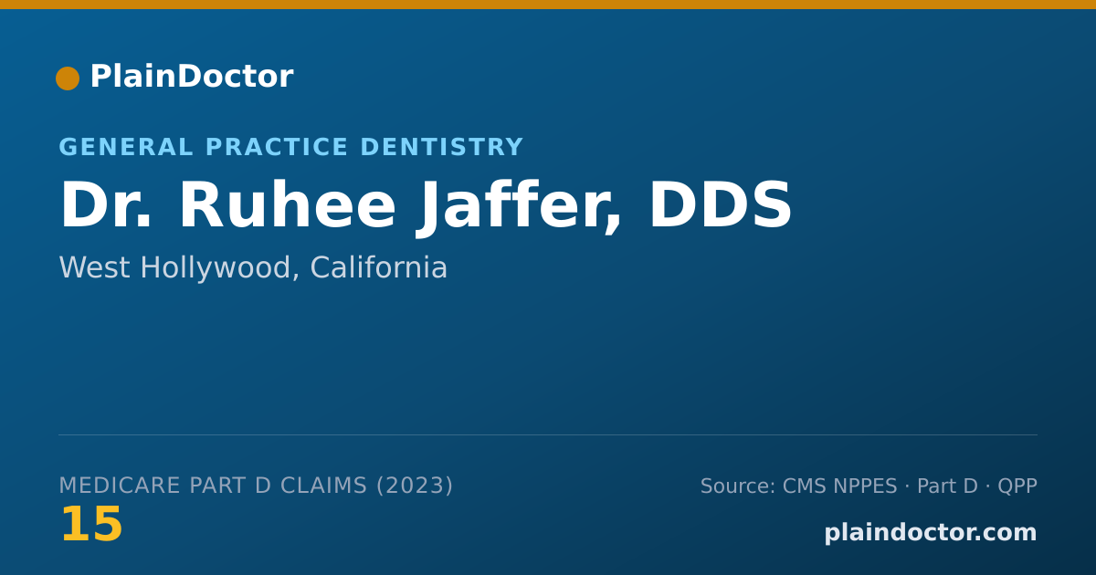 Shareable card for Ruhee Jaffer, DDS - General Practice Dentistry, West Hollywood, CA