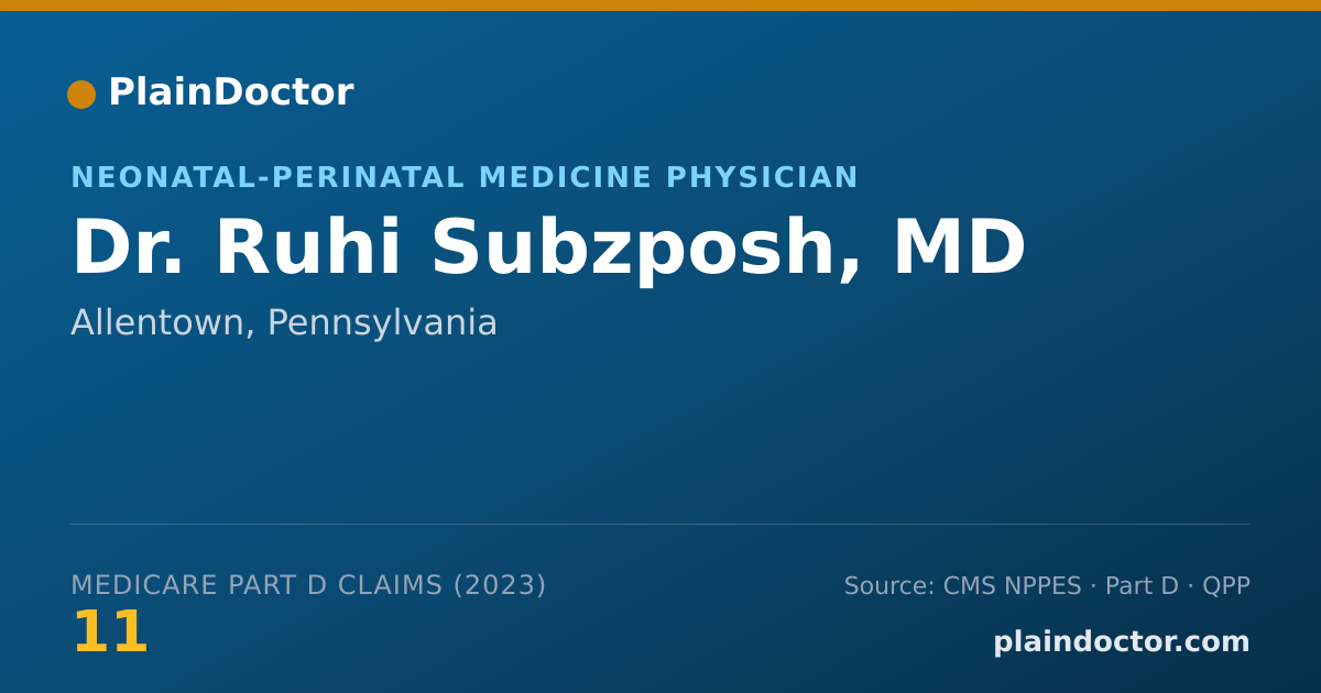 Shareable card for Ruhi Subzposh, MD - Neonatal-Perinatal Medicine Physician, Allentown, PA