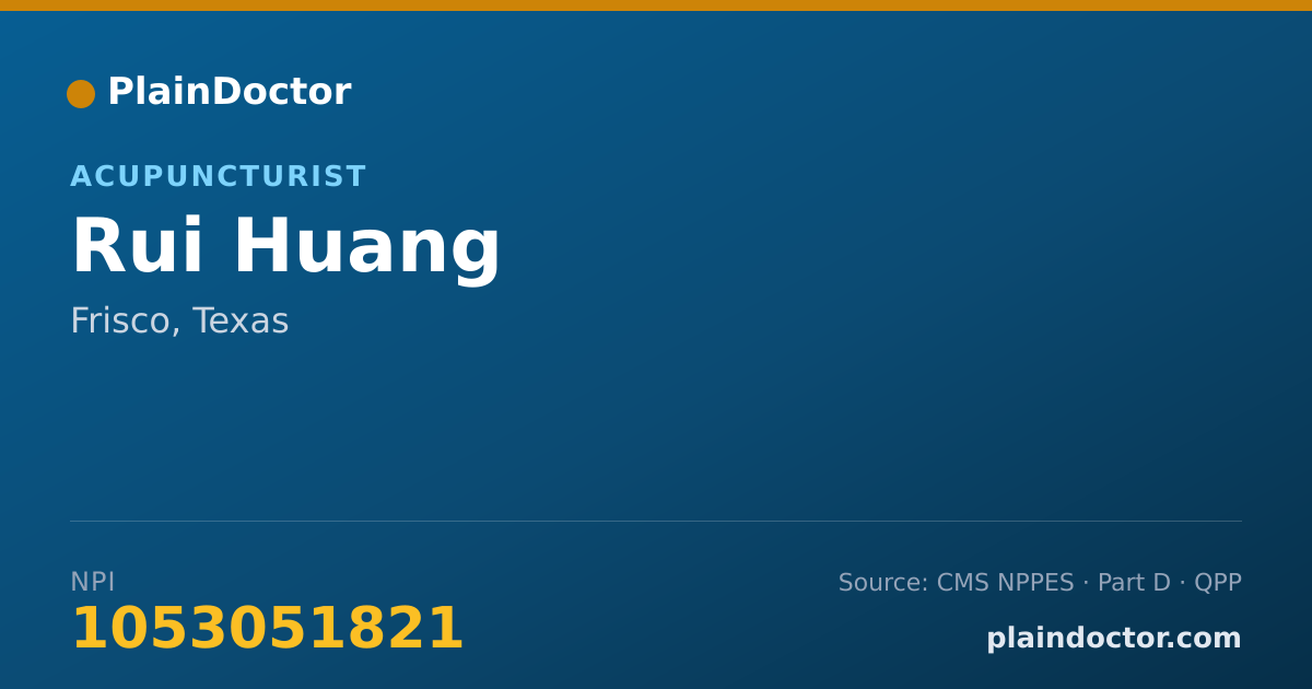 Shareable card for Rui Huang - Acupuncturist, Frisco, TX