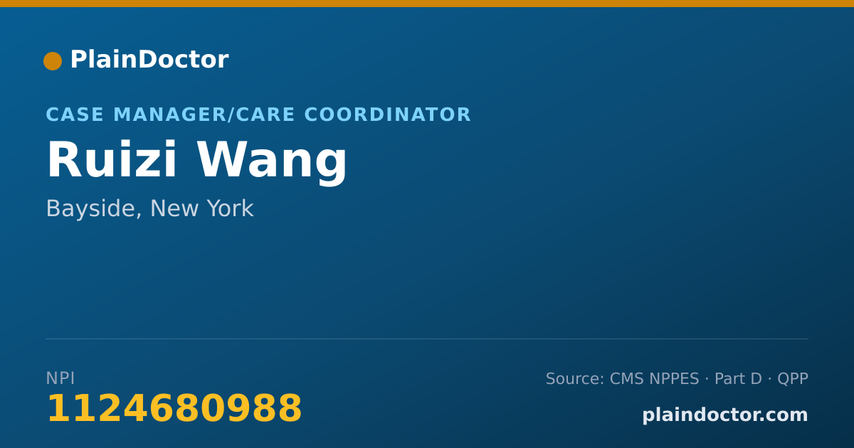 Shareable card for Ruizi Wang - Case Manager/Care Coordinator, Bayside, NY